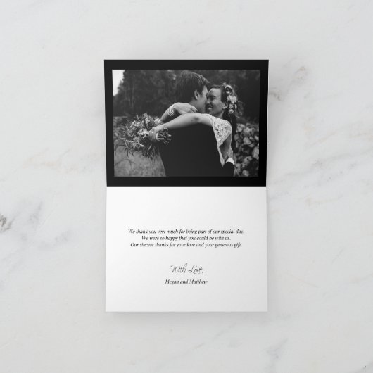 Zwart Witte Bloemige Sering HUWELIJK Bedankt FOTO (Binnen)