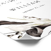 Zwart & Witte Bloemige Trouw Welkomstbord Poster (Hoek)