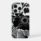 Zwart Witte Bloemmotief Krachtige Botanische Esthe iPhone Hoesje (Achterkant)