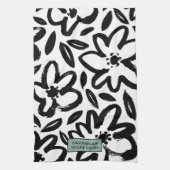 Zwart-witte bloemnaam theedoek (Verticaal)