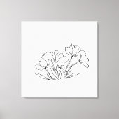 Zwart-witte bloemomtrek canvas afdruk (Voorkant)