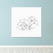 Zwart-witte bloemomtrek canvas afdruk (Insitu (Houten vloer))
