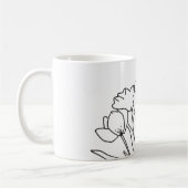 Zwart-witte bloemomtrek koffiemok (Links)
