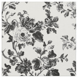 Zwart-Witte Bloemranken Stof