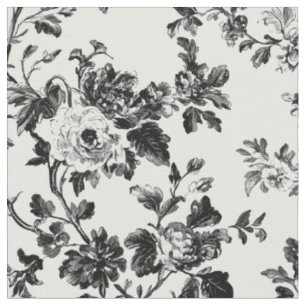 Zwart-Witte Bloemranken Stof