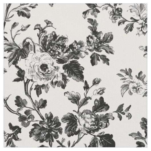 Zwart-Witte Bloemranken Stof (Close Up)