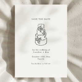 Zwart Witte Bloemrijke Doodle Minimalistische Trou Save The Date