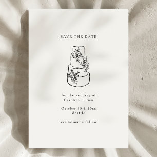 Zwart Witte Bloemrijke Doodle Minimalistische Trou Save The Date