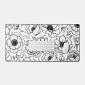 Zwart Witte Bloemrijke Monogram Bureaumat (Keyboard & Muis)