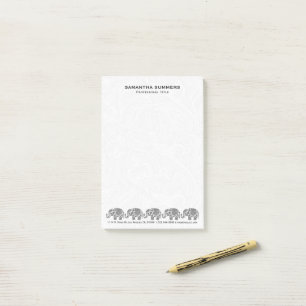 Zwart Witte Bloemrijke Paisley Olifant Illustratie Post-it® Notes