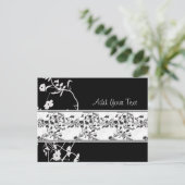 ZWART-WITTE BLOEMROL BRIEFKAART (Staand voorkant)