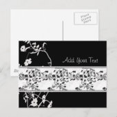 ZWART-WITTE BLOEMROL BRIEFKAART (Voorkant / Achterkant)