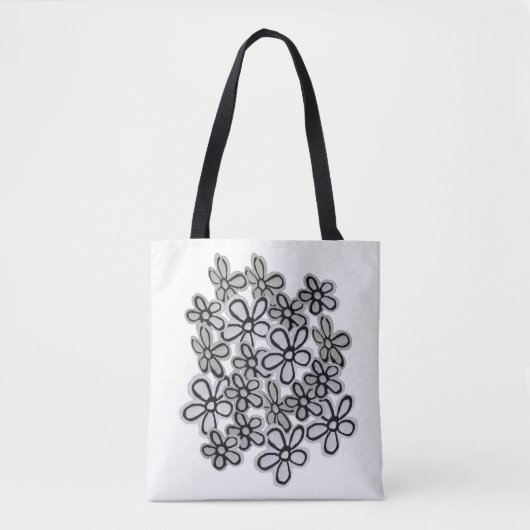 Zwart-witte bloesem-zeeduivel tote bag (Voorkant)