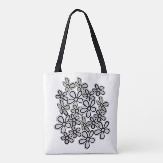 Zwart-witte bloesem-zeeduivel tote bag (Achterkant)