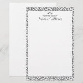 Zwart-witte bloesems gepersonaliseerd briefpapier (Voorkant / Achterkant)