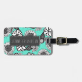 Zwart-witte bohemiaanse handdragende bloemen op Bl Bagagelabel (Voorkant horizontaal)