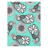 Zwart-witte bohemiaanse handdragende bloemen op Bl Tafelkleed (Voorkant)