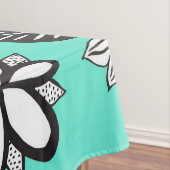 Zwart-witte bohemiaanse handdragende bloemen op Bl Tafelkleed (Voorbeeld)