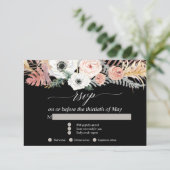 Zwart Witte Boho Pampas Gras Tropisch Bloem RSVP (Staand voorkant)