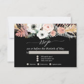 Zwart Witte Boho Pampas Gras Tropisch Bloemmotief  RSVP Kaartje (Voorkant)