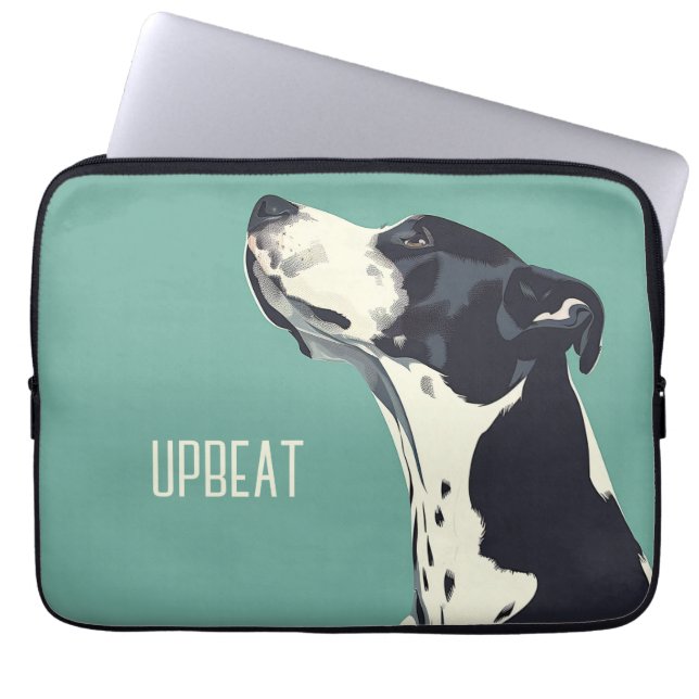 Zwart-witte bokser laptop sleeve (Voorkant)