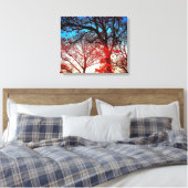 Zwart-witte bomen in de winterfoto canvas afdruk (Insitu (Slaapkamer))