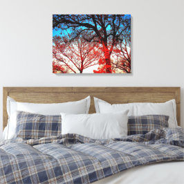 Zwart-witte bomen in Winter Foto Canvas Afdruk