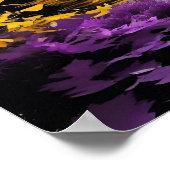 Zwart-witte Bomen Reflectie en Geel Paarse Poster (Hoek)