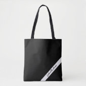 Zwart-witte boodschappentas met naam diagonaal ges tote bag (Voorkant)