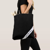 Zwart-witte boodschappentas met naam diagonaal ges tote bag (Dichtbij)