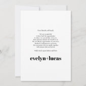 Zwart, witte boog en typografie foto bruiloft bedankkaart (Achterkant)