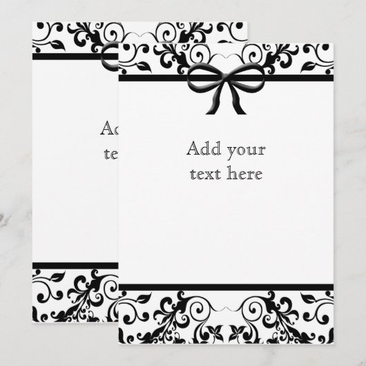 Zwart & Witte Boog Uitnodiging (Voorkant / Achterkant)