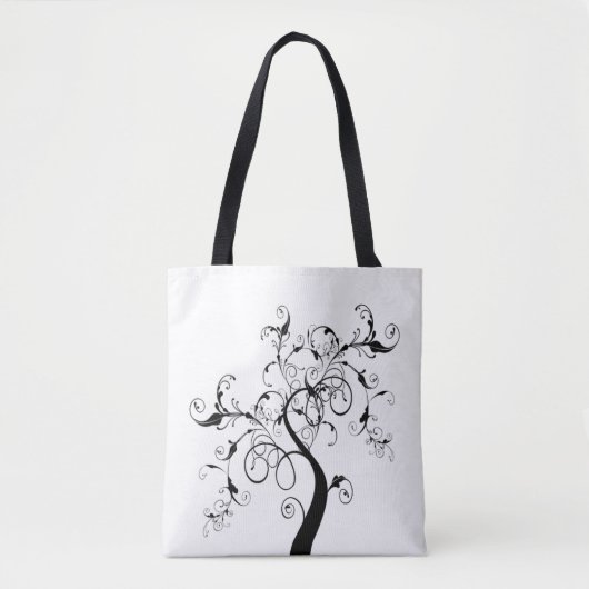Zwart-Witte Boom Des Levens Tote Bag (Voorkant)