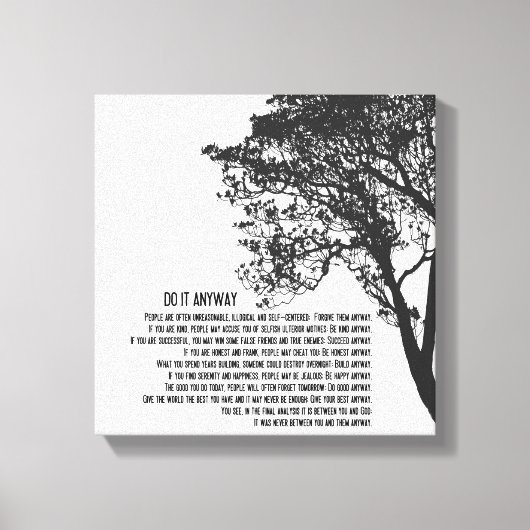 Zwart-witte boom doet het in ieder geval canvas afdruk (Voorkant)