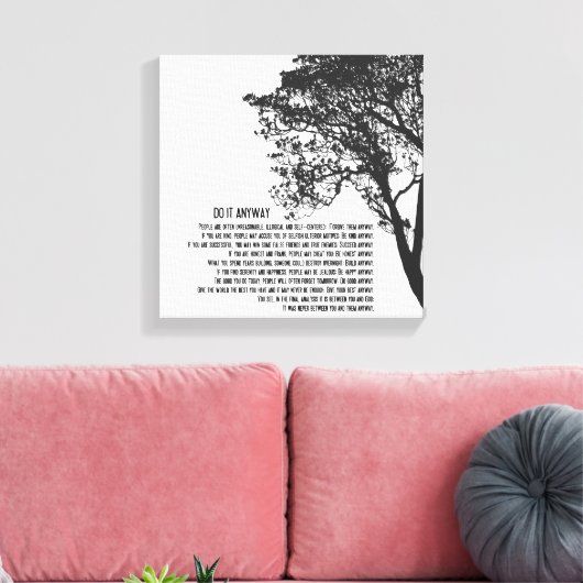 Zwart-witte boom doet het in ieder geval canvas afdruk (Insitu (Woonkamer))