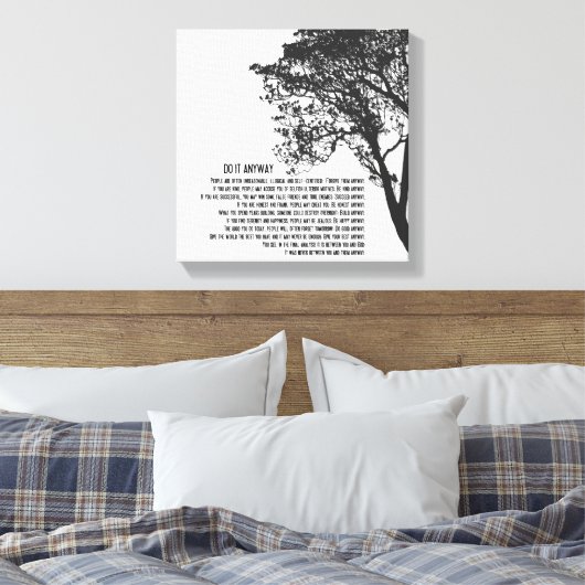 Zwart-witte boom doet het in ieder geval canvas afdruk (Insitu (Slaapkamer))