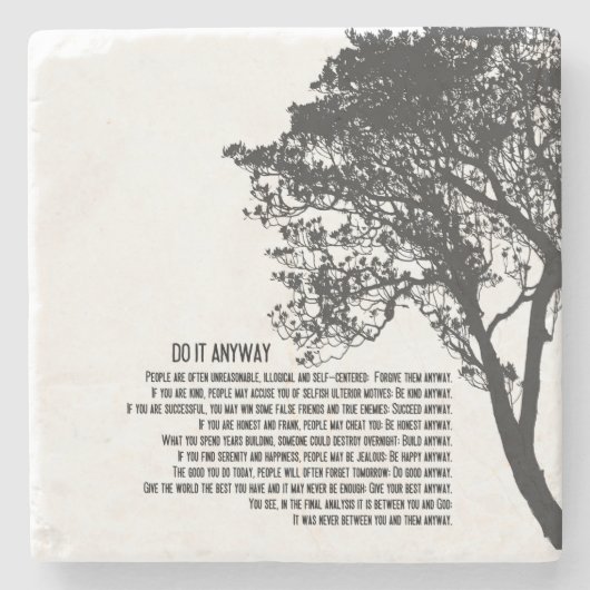 Zwart-witte boom doet het in ieder geval stenen onderzetter (Voorkant)