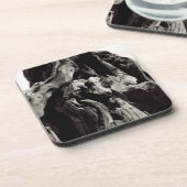 Zwart-witte boomschors bier onderzetter (Linkerzijde)