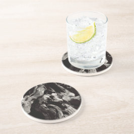 Zwart-witte boomschors zandsteen onderzetter