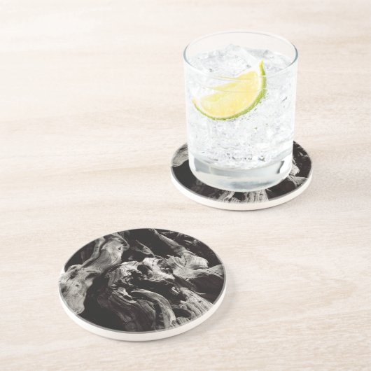 Zwart-witte boomschors zandsteen onderzetter (Zijkant)