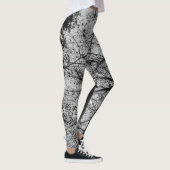 Zwart-witte boomtak afdrukken op leggings (Rechts)
