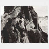 Zwart-witte boomwortels fleece deken (Voorkant (Horizontaal))