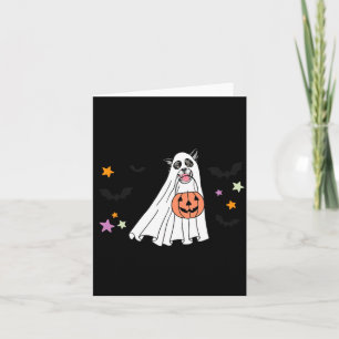 Zwart-Witte Border Collie Boo Hond Halloween Kaart