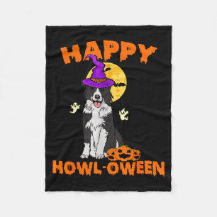 Zwart-Witte Border Collie Heks Hond Gelukkig Fleece Deken