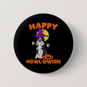Zwart-Witte Border Collie Heks Hond Gelukkig Ronde Button 5,7 Cm