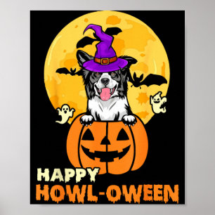 Zwart-Witte Border Collie Heksenhond Blij Poster