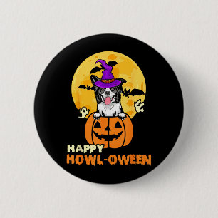 Zwart-Witte Border Collie Heksenhond Blij Ronde Button 5,7 Cm
