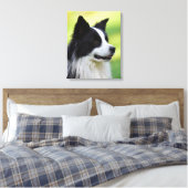 Zwart-witte Border Collie-hond Canvas Afdruk (Insitu (Slaapkamer))