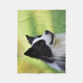 Zwart-witte Border Collie-hond Fleece Deken (Voorkant)