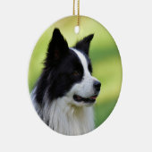 Zwart-witte Border Collie-hond Keramisch Ornament (Rechts)